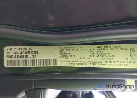 2022 Jeep Grand Cherokee L Limited 4X4 из США, поврежденный, VIN 1C4RJKBG4N8507230